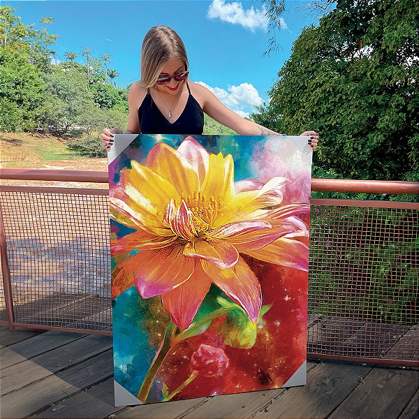 Quadro Decorativo Canvas Flor Abstrata Colorida