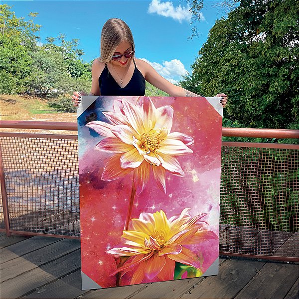 Quadro Decorativo Canvas Flores Abstratas Coloridas