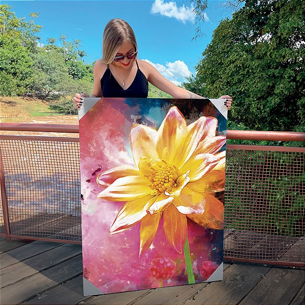 Quadro Decorativo Canvas Flor Abstrata Colorida