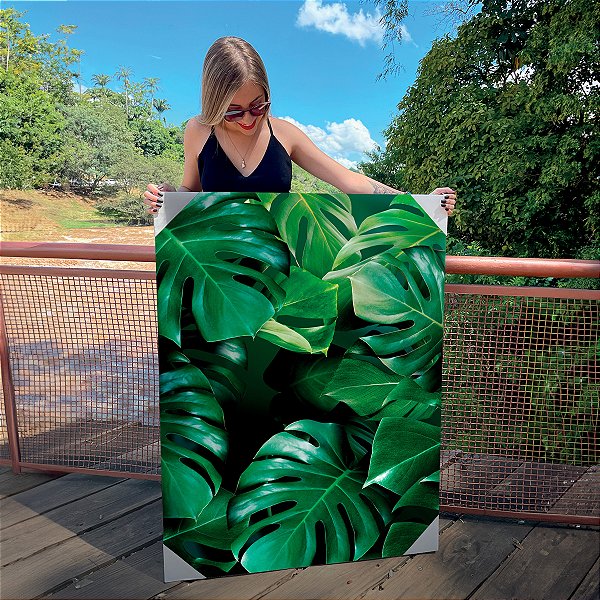 Quadro Decorativo Canvas Botânico Folhas Costela-de-Adão