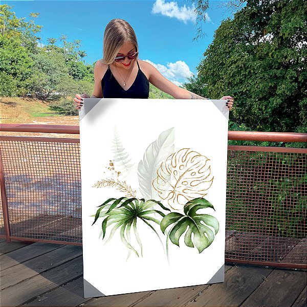 Quadro Decorativo Canvas Costela-de-Adão Abstrata Linhas Minimalistas
