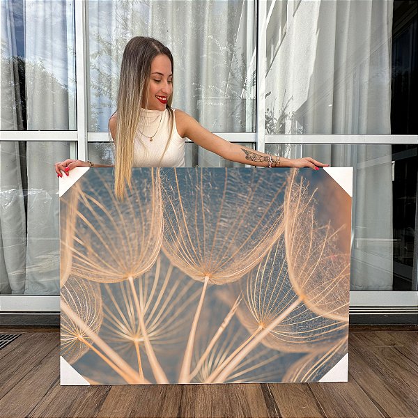 Quadro Decorativo Canvas Floral Detalhes de Dentes de Leão Horizontal