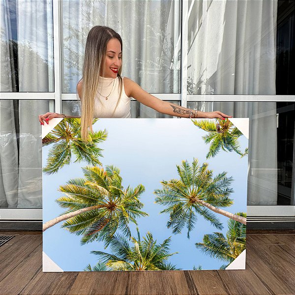 Quadro Decorativo Canvas Coqueiros Ao Céu Azul Horizontal