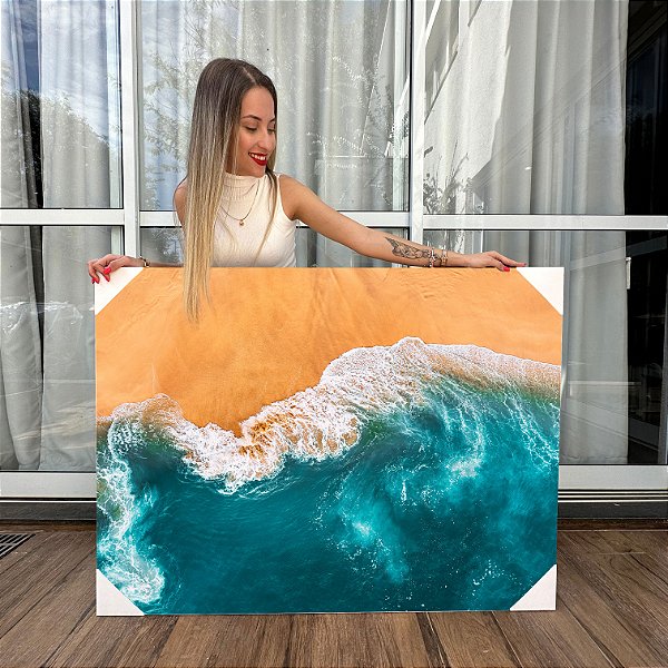 Quadro Decorativo Canvas Paisagem Aérea À Beira do Mar Horizontal