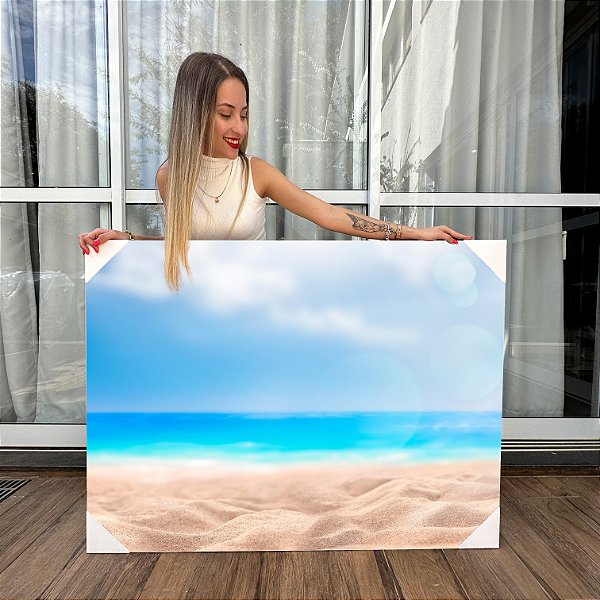 Quadro Decorativo Canvas Paisagem Oceano Límpido Visto Da Praia Horizontal