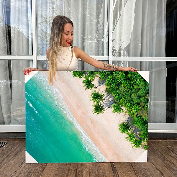 Quadro Decorativo Canvas Paisagem Tropical Flora De Coqueiros Na Costa Litorânea Horizontal
