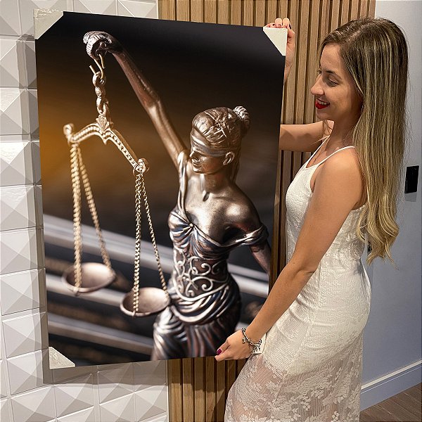 Quadro Decorativo Flutuante Simbolo Direito e Justiça Vertical