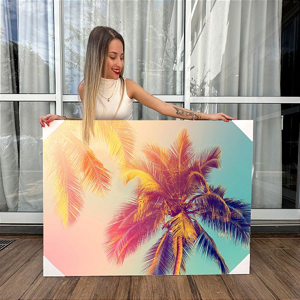 Quadros Decorativos Canvas Paisagem Copa De Palmeira Refletindo Luz Solar Horizontal