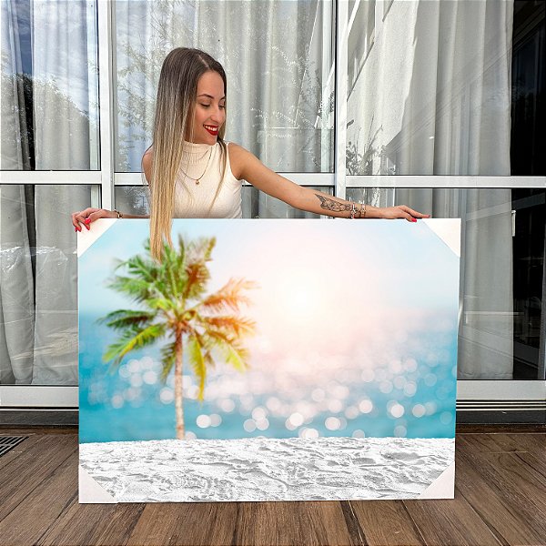 Quadros Decorativos Canvas Paisagem Coqueiro Em Areia Beira-Mar Horizontal