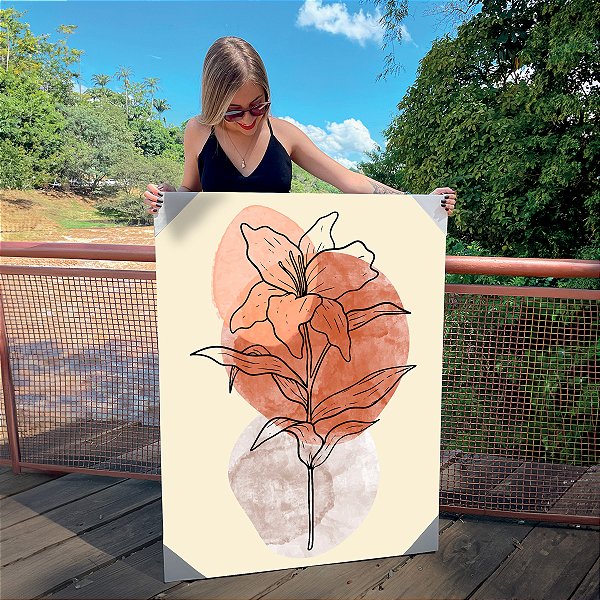 Quadro Decorativo Canvas Composição Abstrata de Flores com Cores Vertical