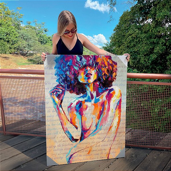 Quadro Decorativo Canvas Composição Abstrata de Beleza Feminina Vertical