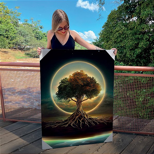 Quadro Decorativo Canvas Árvore da Vida Abençoada Vertical