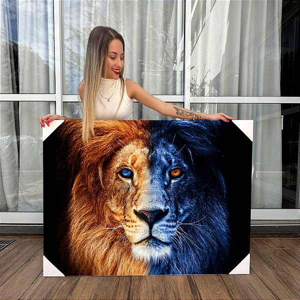 Quadro Decorativo Canvas Leão de Judá Duas Faces Horizontal