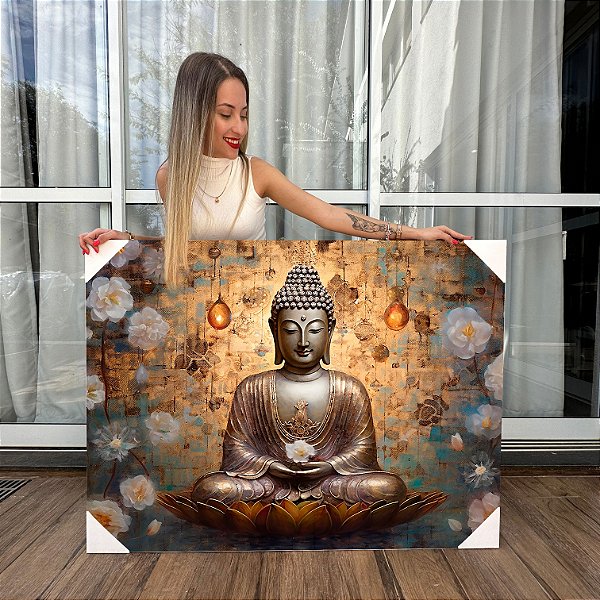 Quadro Decorativo Canvas Religioso Buda Sentado Meditando Horizontal