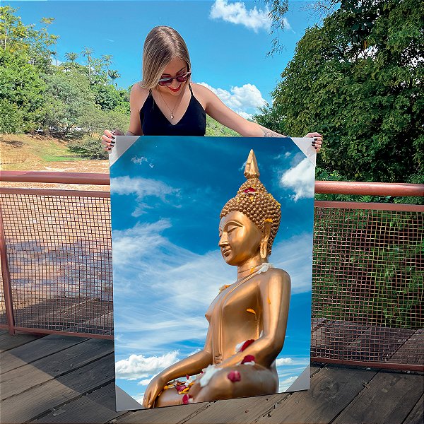 Quadro Decorativo Canvas Religioso Imagem de Buda em Perfil Vertical