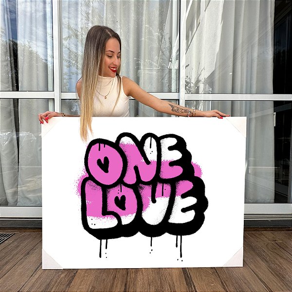 Quadro Decorativo Canvas Composição Frase Onde Love Estilo Street Art Horizontal