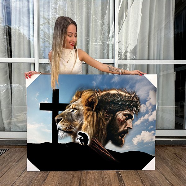Quadro Decorativo Canvas Leão Tribo de Judá Cristo Horizontal