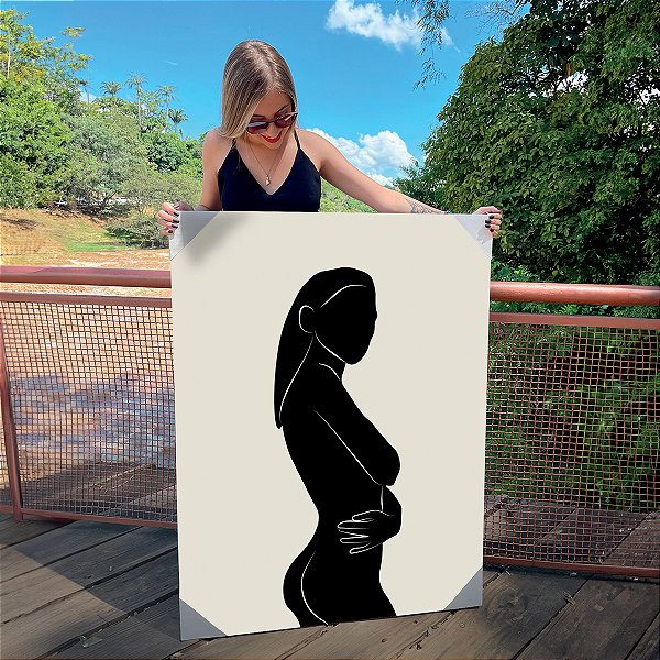Quadro Decorativo Canvas Silhueta de uma Mulher Beleza Feminina Vertical
