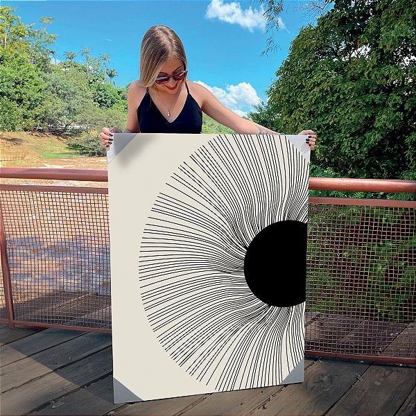 Quadro Decorativo Canvas Linhas Circulares Minimalistas Vertical