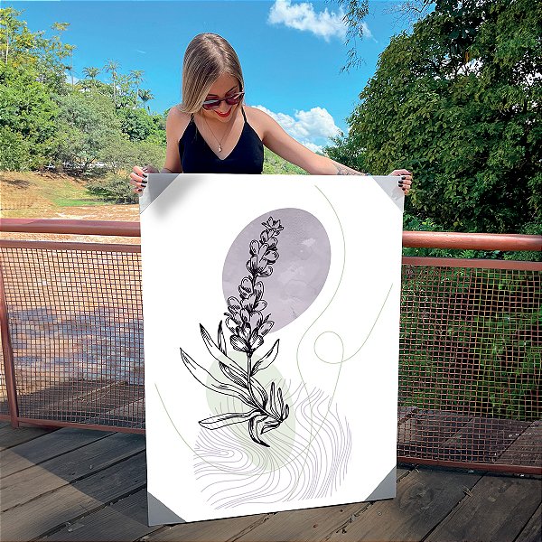 Quadro Decorativo Canvas Composição de Flores em traços Minimalistas II Vertical