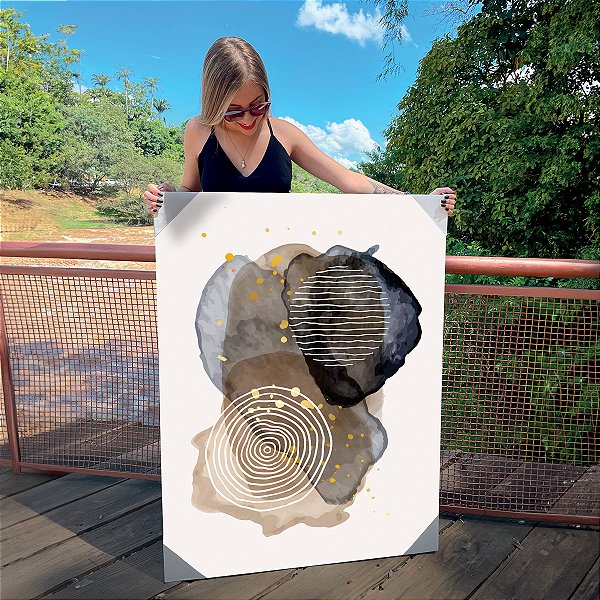 Quadro Decorativo Canvas Arte Asbtrata com Manchas Orgânicas II Vertical