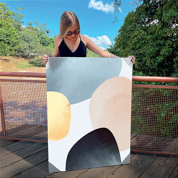 Quadro Decorativo Canvas Composição Abstrata de Esferas Irregulares Coloridas Vertical