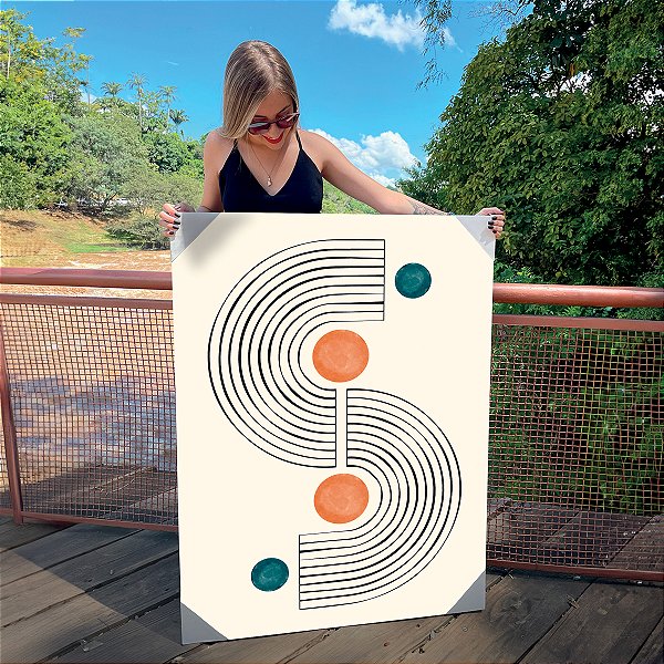 Quadro Decorativo Canvas Composição Abstrata de Linhas em curva Vertical