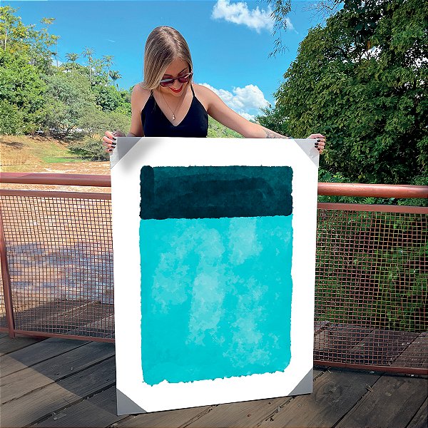 Quadro Decorativo Canvas Composição Abstrata de Duas Faixas Horizontais Azuis Vertical