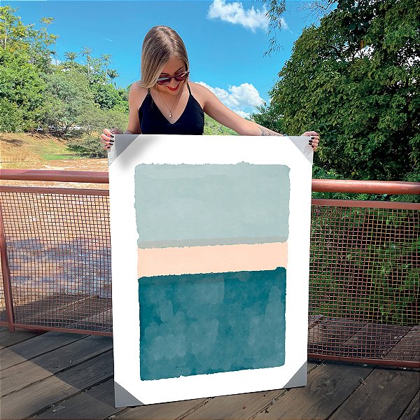 Quadro Decorativo Canvas Composição Abstrata de Três Faixas Horizontais Vertical