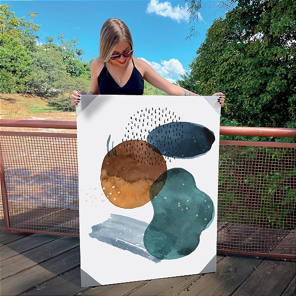 Quadro Decorativo Canvas Composição Abstrata de Pintura De Diferentes Formas e Cores Vertical