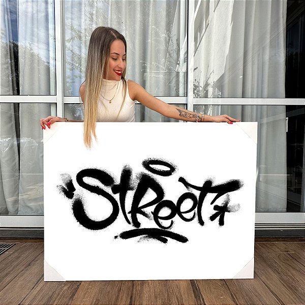 Quadro Decorativo Canvas Grafite com a Palavras Street Horizontal