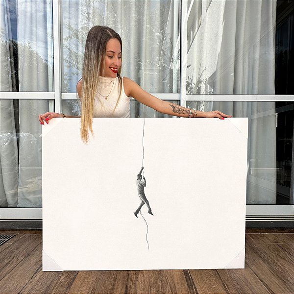 Quadro Decorativo Canvas Arte Abstrata de Homem Escalando Horizontal