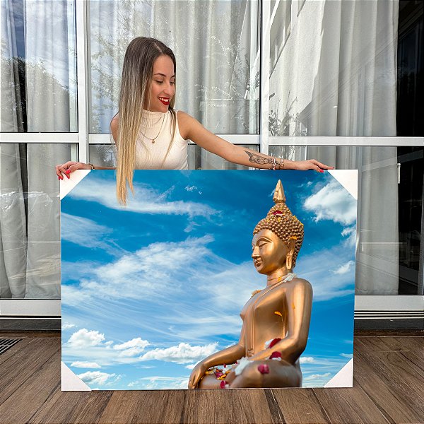 Quadro Decorativo Canvas Religioso Imagem de Buda em Perfil Horizontal