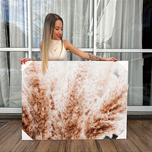 Quadro Decorativo Canvas Paisagem Capim dos Pampas Horizontal