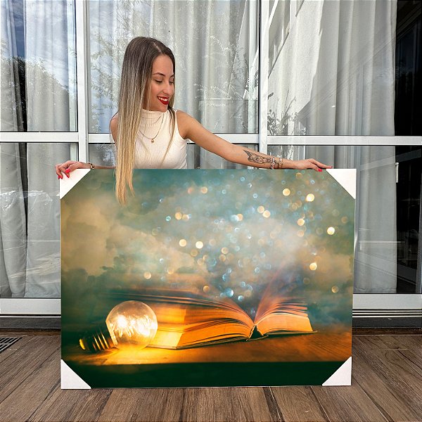 Quadro Decorativo Canvas Religioso Bíblia Sagrada Aberta Horizontal
