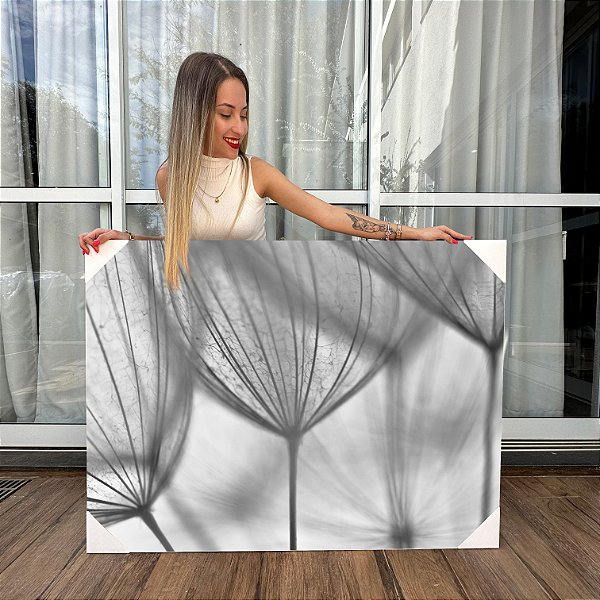 Quadro Decorativo Canvas Paisagem Dente de Leão Black and White Horizontal