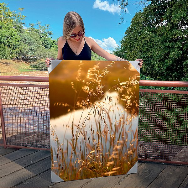 Quadro Decorativo Canvas Paisagem Lago Entardecer Vertical