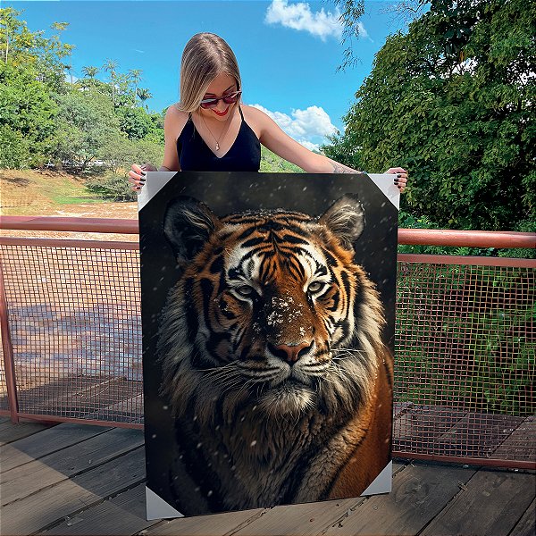 Quadro Decorativo Canvas Tigre Felino Vertical