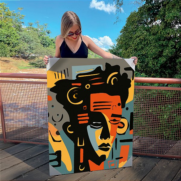 Quadro Decorativo Canvas Arte de Rua Rosto De Menino Street Art Vertical
