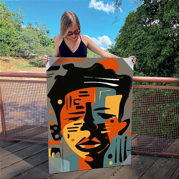 Quadro Decorativo Canvas Arte de Rua Rosto De Menino Street Art Vertical