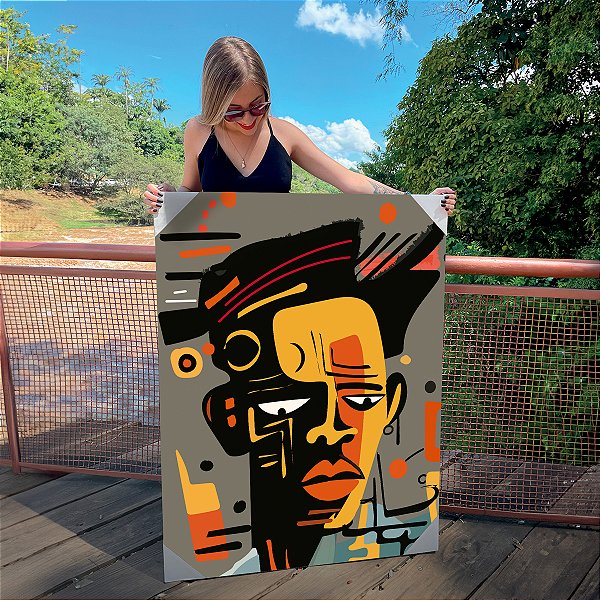 Quadro Decorativo Canvas Arte de Rua Rosto De Menino Street Art Vertical