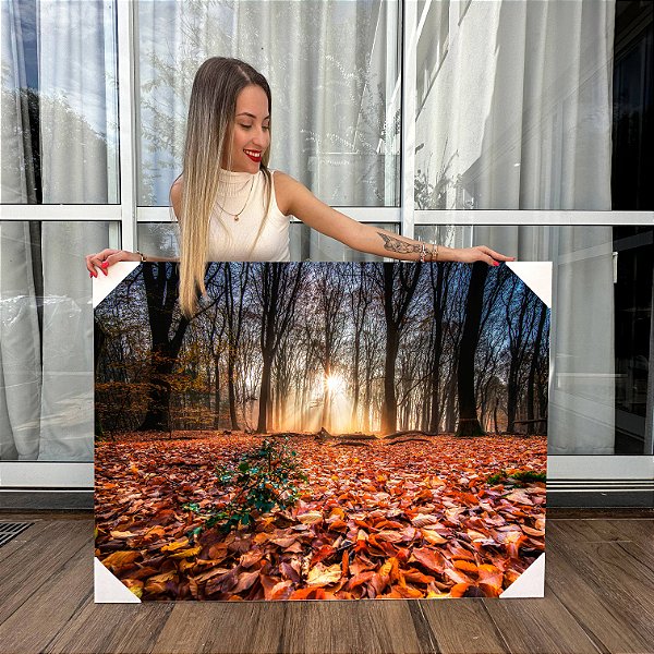 Quadro Decorativo Canvas Paisagem Natureza Outono Folhas Caídas Horizontal