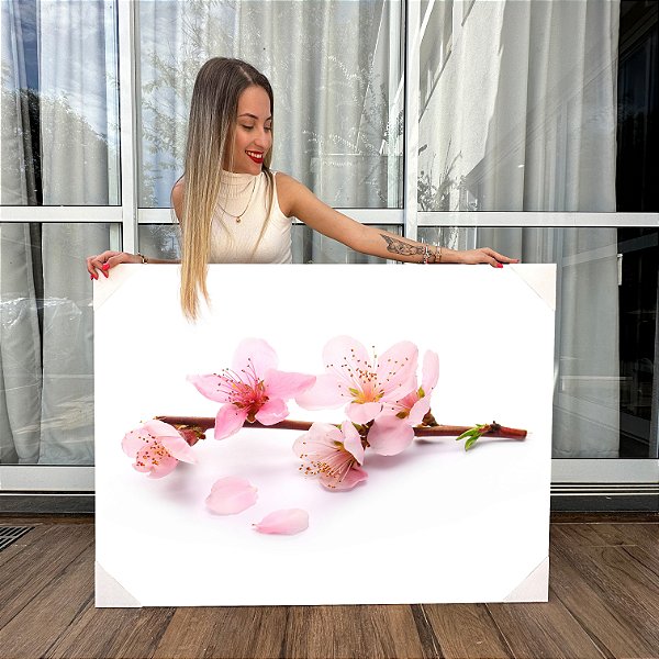 Quadro Decorativo Canvas Floral Orquídeas Rosas Horizontal