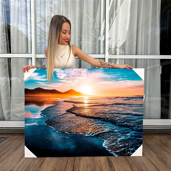 Quadro Decorativo Canvas Paisagem Litorânea de Pôr do Sol