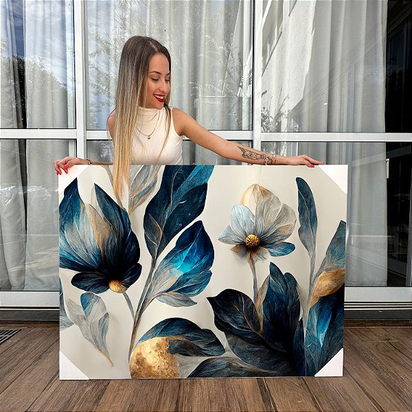 Quadro Decorativo Canvas Floral Composição de Flores Magnólias Horizontal