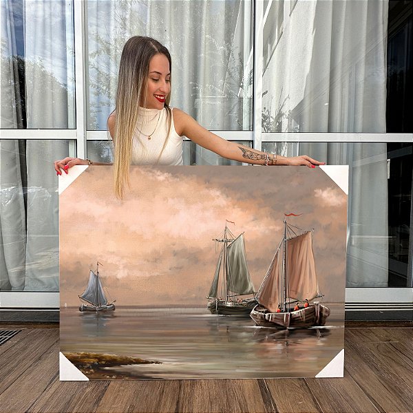 Quadro Decorativo Canvas Paisagem Arte Pintura Artística Bacos Vela Horizontal