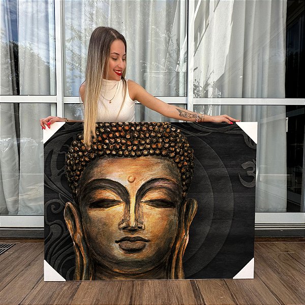 Quadro Decorativo Canvas Religioso Buda Rosto Abstrato Horizontal