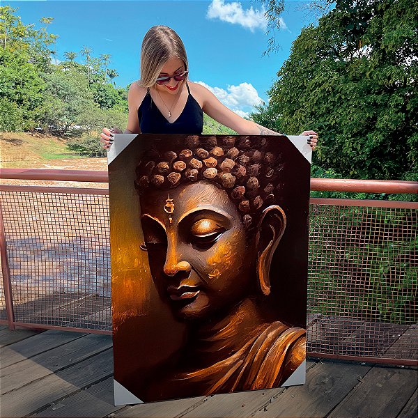 Quadro Decorativo Canvas Religioso Buda Rosto Abstrato Vertical