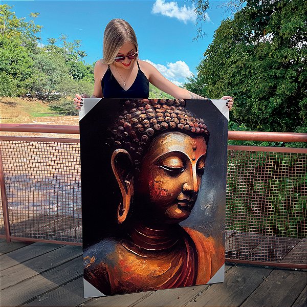 Quadro Decorativo Canvas Religioso Buda Rosto Abstrato Vertical
