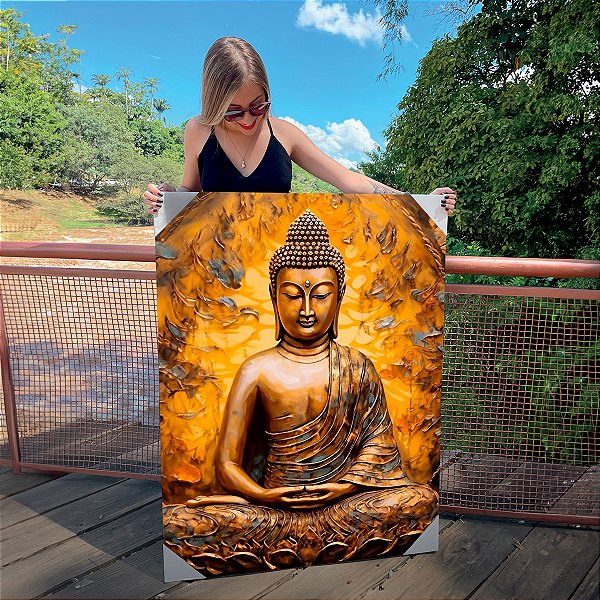 Quadro Decorativo Canvas Religioso Buda Abstrato Vertical